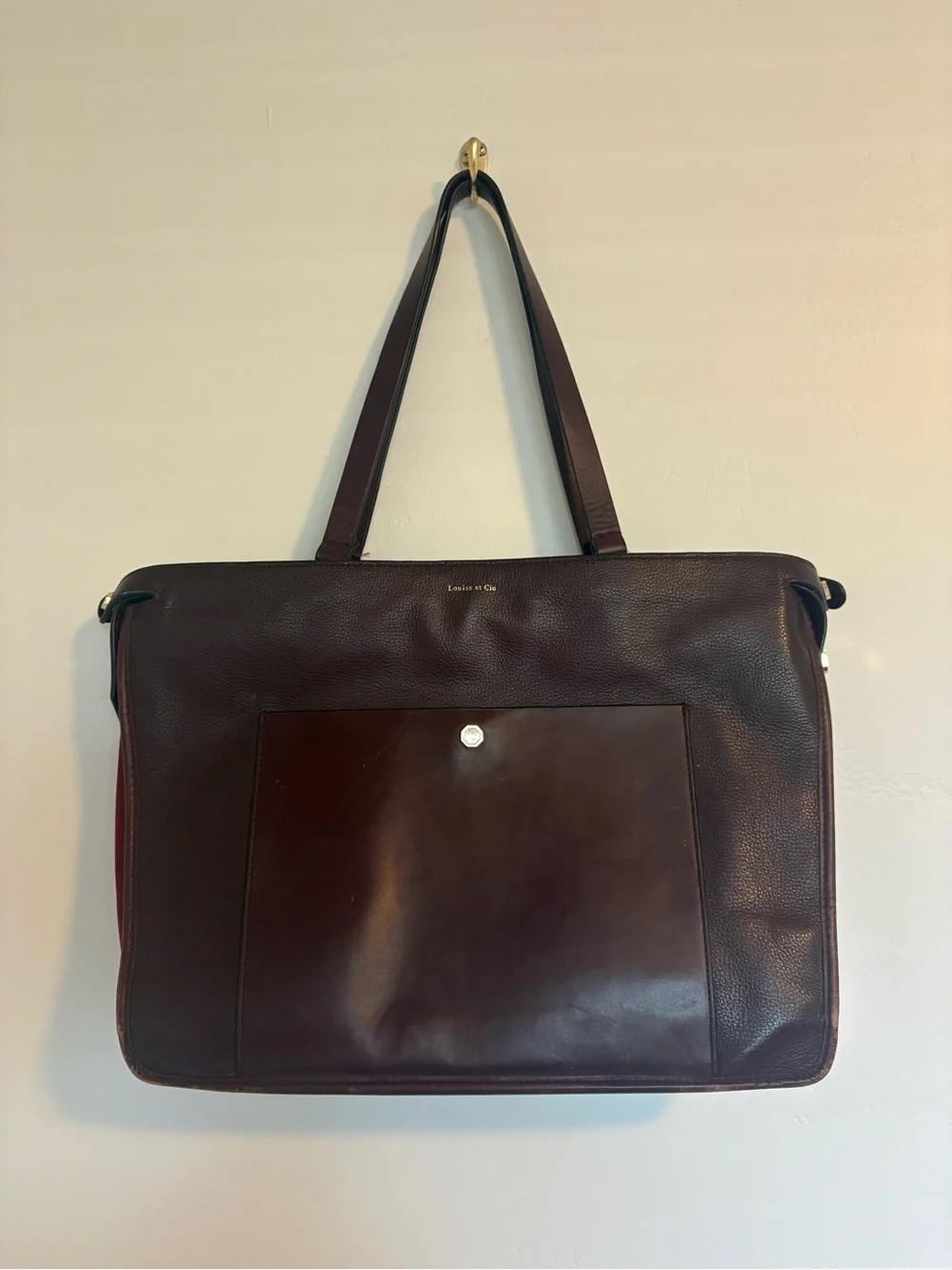 Louise et Cie Aubergine/Rosewood Leather Laptop Tote